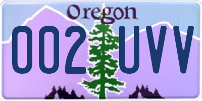 OR license plate 002UVV