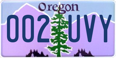 OR license plate 002UVY