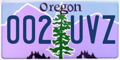 OR license plate 002UVZ