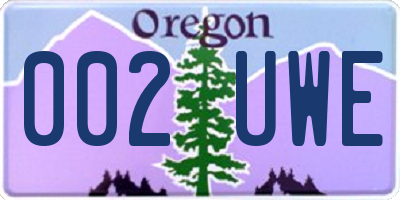 OR license plate 002UWE