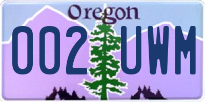 OR license plate 002UWM