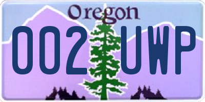 OR license plate 002UWP