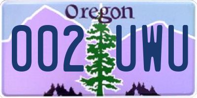 OR license plate 002UWU