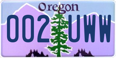 OR license plate 002UWW