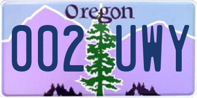 OR license plate 002UWY