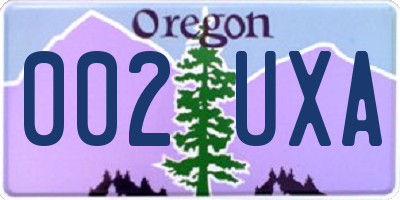 OR license plate 002UXA