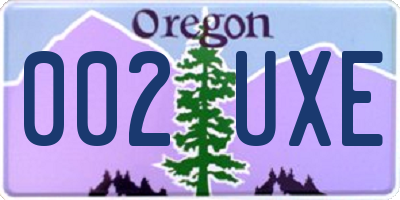 OR license plate 002UXE
