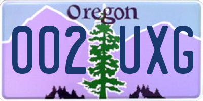 OR license plate 002UXG