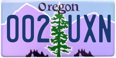 OR license plate 002UXN