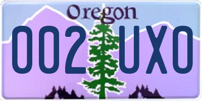 OR license plate 002UXO