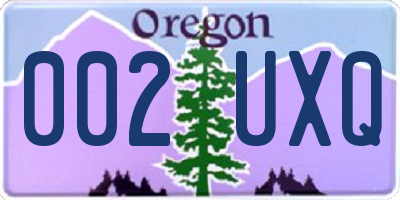 OR license plate 002UXQ