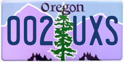 OR license plate 002UXS