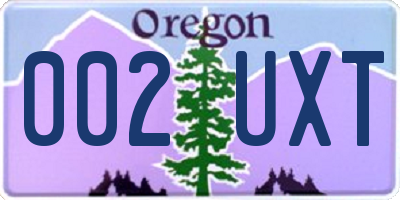 OR license plate 002UXT