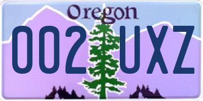 OR license plate 002UXZ