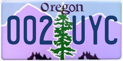 OR license plate 002UYC