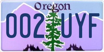 OR license plate 002UYF