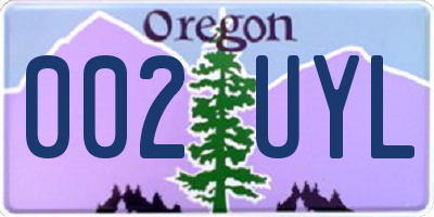 OR license plate 002UYL