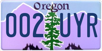 OR license plate 002UYR