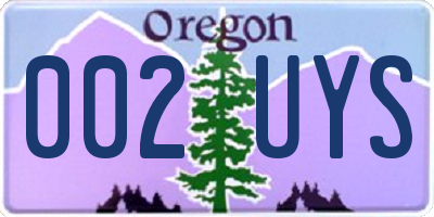 OR license plate 002UYS