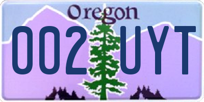 OR license plate 002UYT