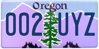 OR license plate 002UYZ