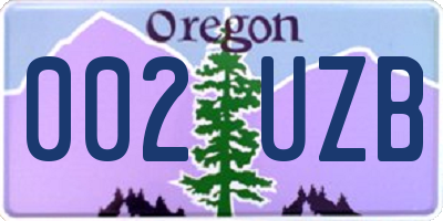 OR license plate 002UZB