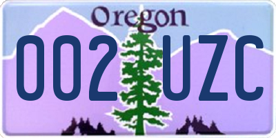 OR license plate 002UZC