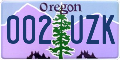 OR license plate 002UZK