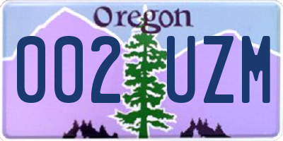 OR license plate 002UZM