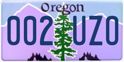 OR license plate 002UZO
