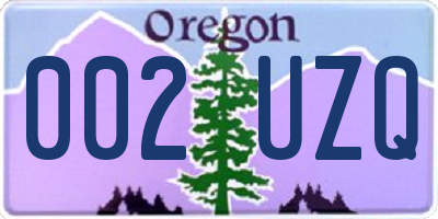 OR license plate 002UZQ
