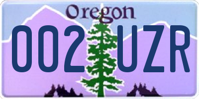 OR license plate 002UZR