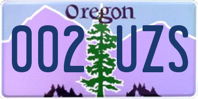 OR license plate 002UZS