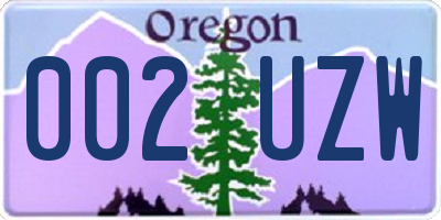 OR license plate 002UZW