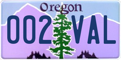 OR license plate 002VAL