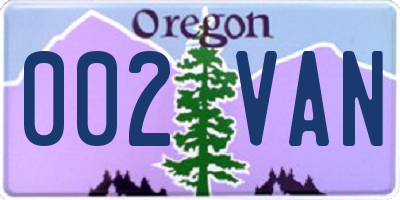 OR license plate 002VAN