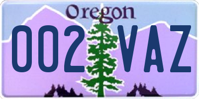 OR license plate 002VAZ