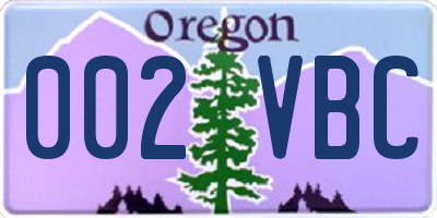 OR license plate 002VBC