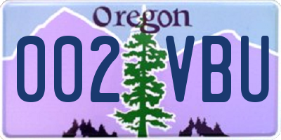 OR license plate 002VBU