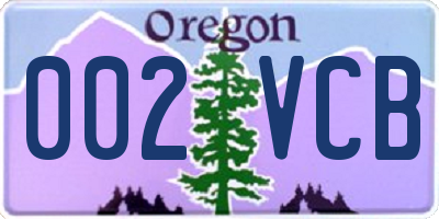OR license plate 002VCB
