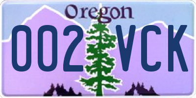 OR license plate 002VCK