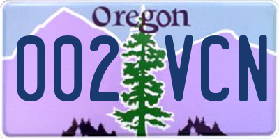 OR license plate 002VCN