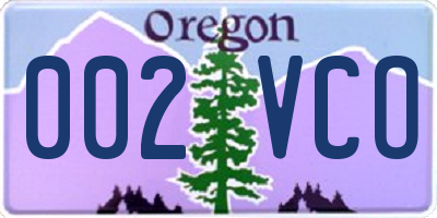 OR license plate 002VCO