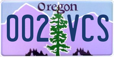 OR license plate 002VCS