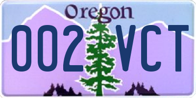 OR license plate 002VCT