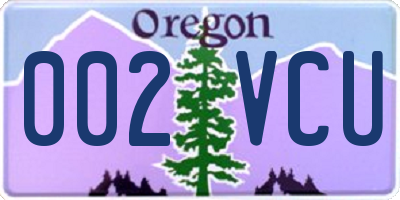 OR license plate 002VCU