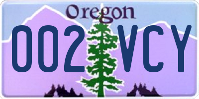 OR license plate 002VCY