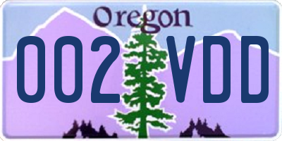 OR license plate 002VDD