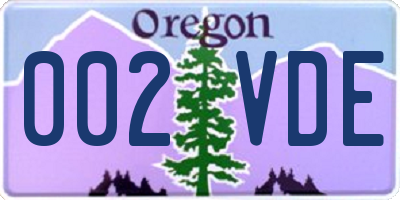 OR license plate 002VDE