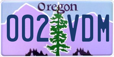 OR license plate 002VDM